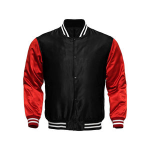 Chaqueta universitaria de satén para hombre vintage personalizable, ropa informal estilo hip hop de invierno con cierre de cremallera y cuello levantado, servicio OEM disponible - Product Image 6