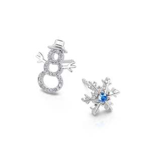 Boucles d'oreilles pendantes en argent sterling Jeulia Merry Christmas Snowman and Snowflake - Product Image 3