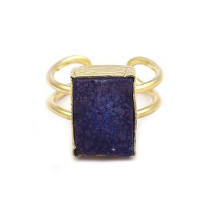 แหวนผู้หญิงดีไซน์เนอร์ชุบทองทำมือสไตล์โมเดิร์นประดับด้วยพลอยดรูซี่สีชมพูทรงสี่เหลี่ยมผืนผ้าปรับขนาดได้ - Product Image 5