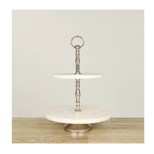 Présentoir à gâteaux en marbre Présentoir à desserts Meilleur prix 2 niveaux Nouveau design Présentoir à gâteaux en marbre Prix de gros - Product Image 3