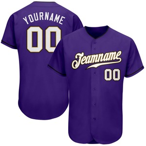 Ropa de equipo personalizada superventas, camiseta de béisbol auténtica morada blanca y dorada antigua personalizada - Product Image 1