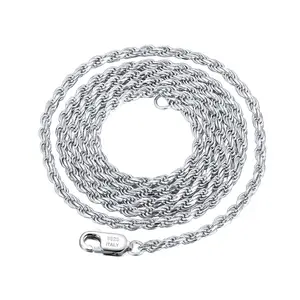 Collana di catene personalizzate 46cm all'ingrosso 925 placcato argento Sterling collana italia catena catena a maglie di corda bigiotteria