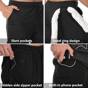 Short de course de gymnastique pour hommes Poches à fermeture éclair à séchage rapide Ceinture élastique 2-en-1 Compression Sport Genou Longueur-pour l'été Athlétique - Product Image 4