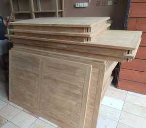 Table à manger d'extérieur en bois de teck massif léger et naturel, jambes croisées robustes, longues tables de billard Tenon Construction à mortaise pour le rassemblement - Product Image 6