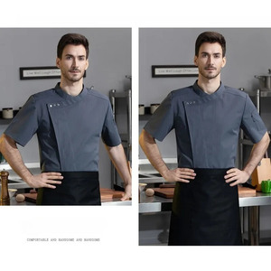 Camisa de Chef Profesional de Manga Corta para Hombre, Uniforme de Cocina Transpirable para Cocinar, Hornear y Catering, Ropa de Trabajo, Tallas Grandes Disponibles - Product Image 4