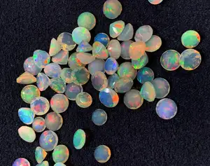 Multi Fire Welo Opal Etiopia Ragam bentuk bulat longgar Semi mulia Opal Ethiopia permata Cabochon dengan harga grosir