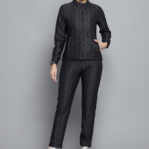 Nouveauté, survêtement imprimé noir à col montant pour femmes, ensemble OEM 2 pièces, ensemble femme 2 pièces sur toute la longueur, et ensemble survêtement - Product Image 1