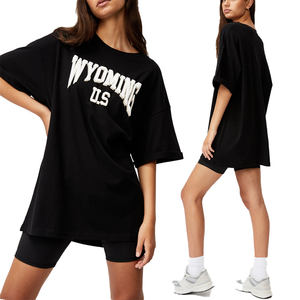 T-shirt en jersey surdimensionné 100% coton pour femmes Impression personnalisée Logo Plus Size Casual Leisure Style Simple Blank Design for Button - Product Image 5