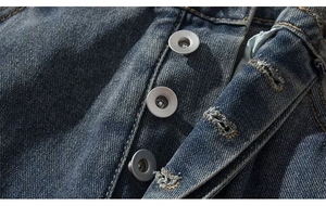 กางเกงเอี๊ยมผู้ชายสไตล์วินเทจ Y2K ทรงหลวม แต่งซิป ผ้าหนา เป็นมิตรกับสิ่งแวดล้อม ดีไซน์ต่อผ้าแบบสตรีทแฟชั่น ทรงตรง - Product Image 3