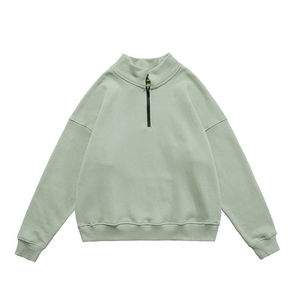 Sudadera en blanco de rizo francés, sudadera personalizada con estilo Boxy Fit Quarter Zip Pullover, Sudadera con cuello simulado para hombre, lana pesada de invierno - Product Image 2