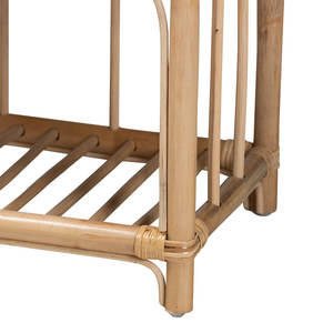 Fortunato 17.7 ''W table de chevet en osier/rotin luxe Antique moderne chambre meubles panneau en bois massif assemblé caractéristiques de stockage - Product Image 3