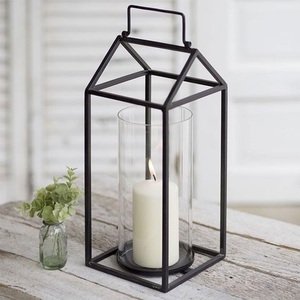 OEM Custom Made Vintage Metal <b>Lantern</b> with <b>Silver</b> Colored and Hanging Handle Square Shaped Metal <b>Lantern</b> for Decoration - Product Image 2
