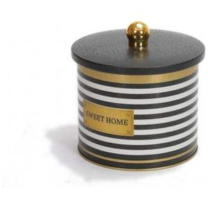 Bote redondo de metal 1.7L con mango de perilla Ø 140x125mm Líneas blancas y negras Colección Sweet Home - Product Image 3