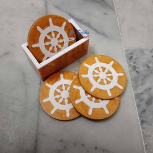 ชุดจานรองแก้วไม้และเรซินคุณภาพสูงพร้อมล้อดีไซน์ไม่ซ้ำใครสำหรับบ้านและห้องครัว - Product Image 6