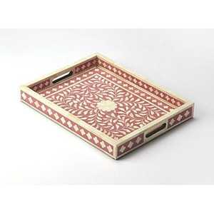 Plateau de service rectangulaire en os incrusté, motif mosaïque bleu de luxe, plat décoratif pour table, idéal pour hôtel, maison, table basse - Product Image 1