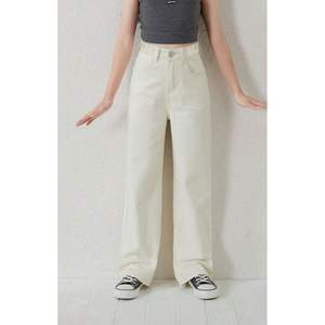 Jean en denim crème tendance et écologique à jambe large pour femme, taille haute, coupe décontractée et ample, style urbain, tailles 26-40 - Product Image 4