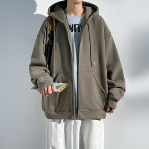 Customized Logo Winter 100% Cotton Fleece Oversized Zipper-Up Hoodies and Sweatshirts Breathable Men's - Product Image 5