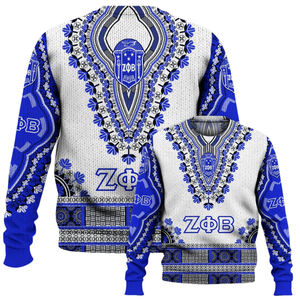 Zeta Phi Beta Knit Divine Nine Winter Blue White Chenille Bordado Front Sorority Sweater 1920 ZPhiB Greek Life Premium Wear - Product Image 6