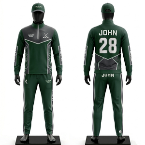 Survêtement d'entraînement de hockey sur gazon pour hommes, 280 GSM, polyester interlock, design à panneaux bleu marine, royal et or, logo personnalisé par transfert thermique - Product Image 2