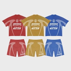 Conjuntos de dos piezas con estampado personalizado Camisetas de entrenamiento de verano ligeras ecológicas de moda Pantalones cortos Chándales de invierno de talla grande - Product Image 1