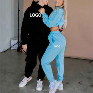 ชุดวอร์มครอปมีฮู้ดสำหรับผู้หญิงชุดวอร์มครอปมีกระเป๋า2ชิ้นชุดกางเกงวิ่งออกกำลังกายสำหรับฤดูหนาว - Product Image 5