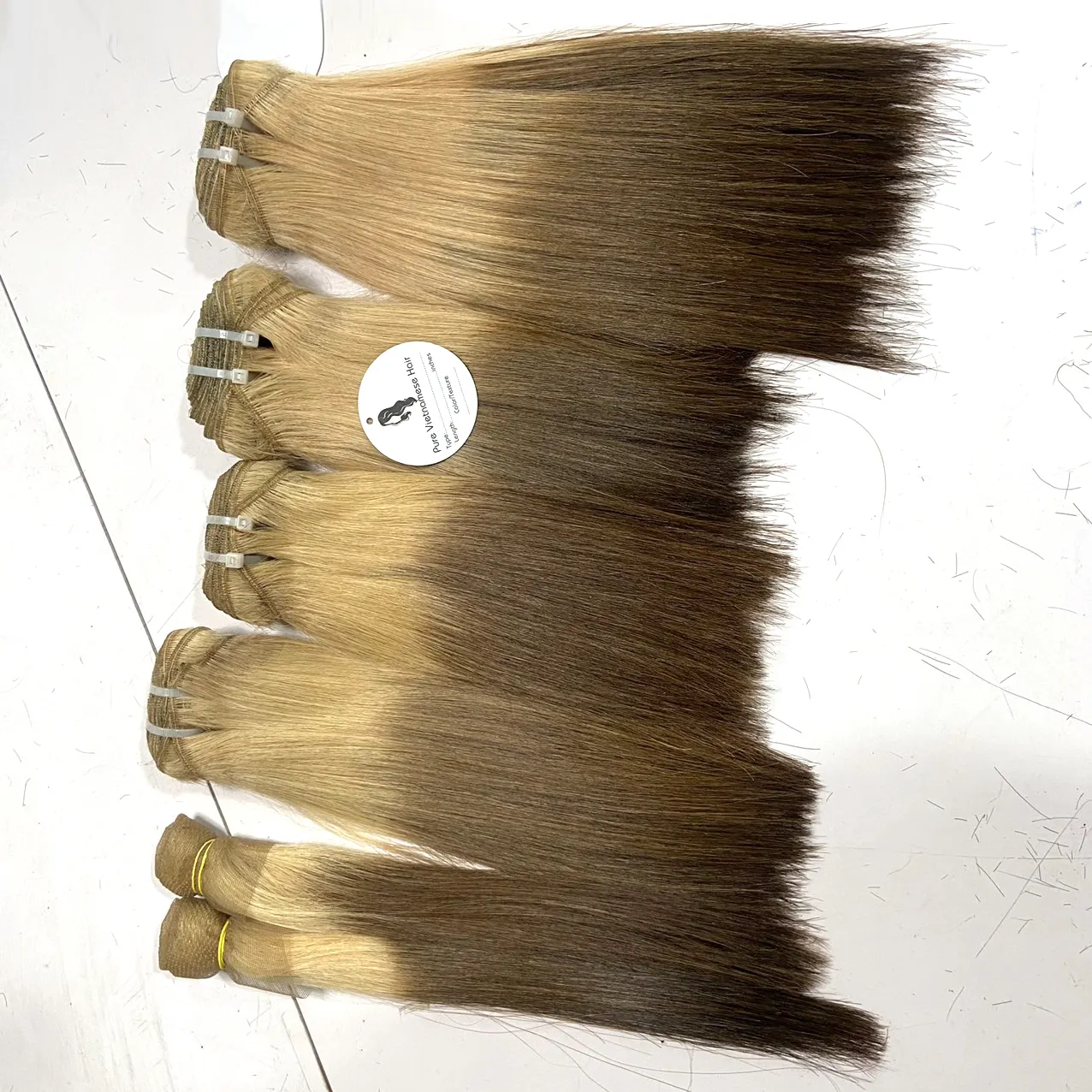 Omberr hair style Brown light #613 color 100% Vietnamese human hair weft hair size 6 inch - 36 inch