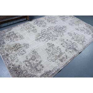 Tapis turc en laine patchwork 5,7x9,1 pi (175x278 cm) gris vintage persan avec envers en latex - Product Image 2