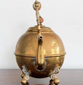 Handcrafted brass <b>tea</b> <b>pot</b> and kettle with ornate heritage details ideal for ethnic kitchen styling and classic serving - Product Image 6