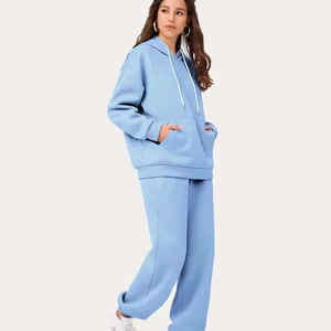 Sudadera con capucha deportiva de 2 piezas de gran tamaño para mujer, colección de invierno estampada, pantalones de chándal de dos piezas con capucha, conjunto de sudaderas con capucha para mujer - Product Image 3