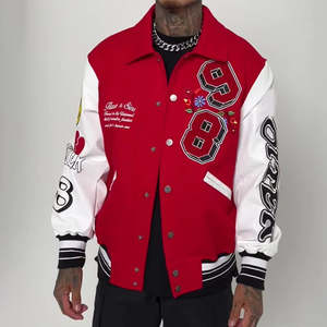 Veste universitaire rouge pour homme personnalisée, veste en laine vierge de qualité supérieure avec manches longues pour impression de marque privée - Product Image 4