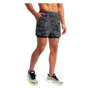 กางเกงขาสั้นผู้ชายสองชั้น กางเกงขาสั้นกีฬา 2-in-1 แห้งเร็ว ระบายอากาศได้ เหมาะสําหรับการวิ่งและฟิตเนส - Product Image 3