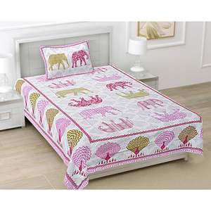 Multi Abstract 180 TC <b>King</b> <b>Size</b> Single Bedsheet 1 Pillow Cover 100% Cotton for Home Use-Available 3 4 6 Pc Quantities (BSB11111) - Product Image 1