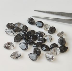Quartz Rutile Noir Naturel 7x10mm Coupe Poire-Quartz Rutile Noir Lâche Qualité Supérieure - Product Image 6