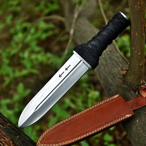 Couteaux de chasse et de camping multifonctionnels faits à la main Viking Art FH-117 OEM, lame droite en acier inoxydable, manche en corne noire - Product Image 3