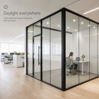 Système de cloison de bureau à vue complète, cloison en verre double vitrage sans cadre, sans structure en aluminium, cloison acoustique pour l'intimité
