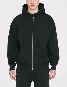 Sweat à capuche unisexe personnalisé 6XL à fermeture éclair, motif brodé 3D épais, molleton en tissu éponge français, double couche, uni, 100% coton, hiver - Product Image 1