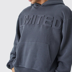 เสื้อฮู้ดผู้ชายแบบมีฮู้ดสำหรับผู้ชายดีไซน์โลโก้นูนแบบกำหนดเอง - Product Image 5