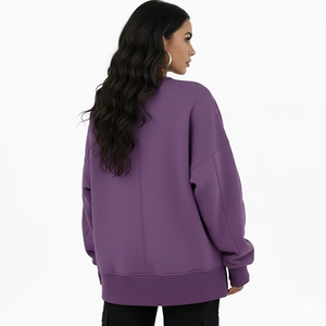 Sweat-shirt oversize pour femme, 100% coton, tissu doux, logo sur le devant, coupe décontractée, confortable, essentiel pour le printemps et l'automne - Product Image 2