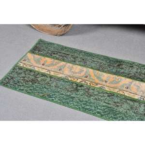 พรมขนแกะสีเหลืองสีเขียวสไตล์วินเทจ3.2ft 1.5ชิ้นดีไซน์งานเย็บปะติดสไตล์ตุรกีสำหรับโถงทางเดินทรงสี่เหลี่ยมผืนผ้าขนาดใหญ่สำหรับน้ำยาง - Product Image 5
