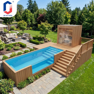 Piscina Prefabricada en Contenedor de 20 Pies o 40 Pies con Ventana de Vidrio, Acabado en Madera, Piscina Elevada para Exteriores - Product Image 1