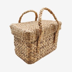 Panier de rangement en paille tressée en jonc de mer naturel fait à la main, plateau en jonc de mer avec poignée, prix de gros - Product Image 2