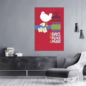 Póster de Woodstock de estilo moderno, 3 días de paz y música, arte de pared en lienzo - Product Image 1