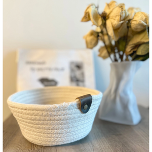 Monli White Rope <b>Basket</b> for Living Room Decor - Product Image 4