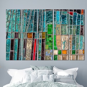 Vibrante arte abstracto de mosaico de vidrio, decoración de pared impresa en lienzo, juego de 5 lienzos - Product Image 1