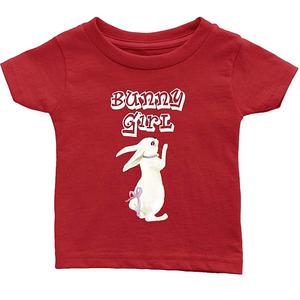 เสื้อยืดผ้าฝ้าย100% พิมพ์ลายกระต่ายสำหรับเด็กผู้หญิงลำลองแขนสั้นสีแดงเสื้อ160gsm สีพื้นธรรมชาติสำหรับฤดูใบไม้ร่วง - Product Image 1