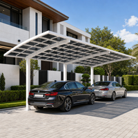 Abri de voiture moderne en forme de L avec isolation thermique, couverture en polycarbonate résistante à la grêle, abri de stationnement extérieur pour villa