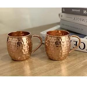 <b>Plain</b> Design Pure Copper Moscow Mule <b>Mug</b> with Brass Gold Handle American Style Dishwasher Safe Portable for Party Use - Product Image 2