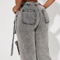 Pantalon cargo en toile pour femme, coupe skinny, taille mi-haute, respirant, écologique, délavé, 100% coton, style urbain, pour l'hiver