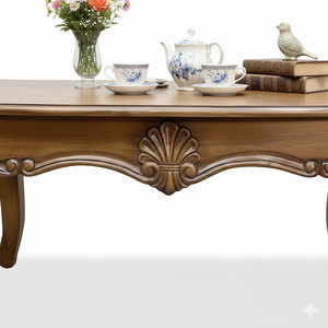Louis Traditional Rectangular <b>Coffee</b> <b>Table</b> Handmade 101x54x52cm Rubber Wood Durable Living Room Furniture Storage Model TT68271 - Product Image 4