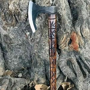 NM Industrial Grade Damascus Steel Custom Handmade Hunting <b>Axe</b> Head Ash Wood Handle 18-Inch Overall Length Outdoor <b>Camping</b> - Product Image 1